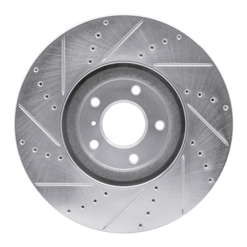 Infiniti G35 Brake Rotor (1) - Front Right - R1 Concepts - Drilled & Slotted - Silver - `07-`15